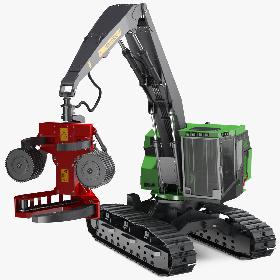 3D model Tracked Harvester Generic Rigged